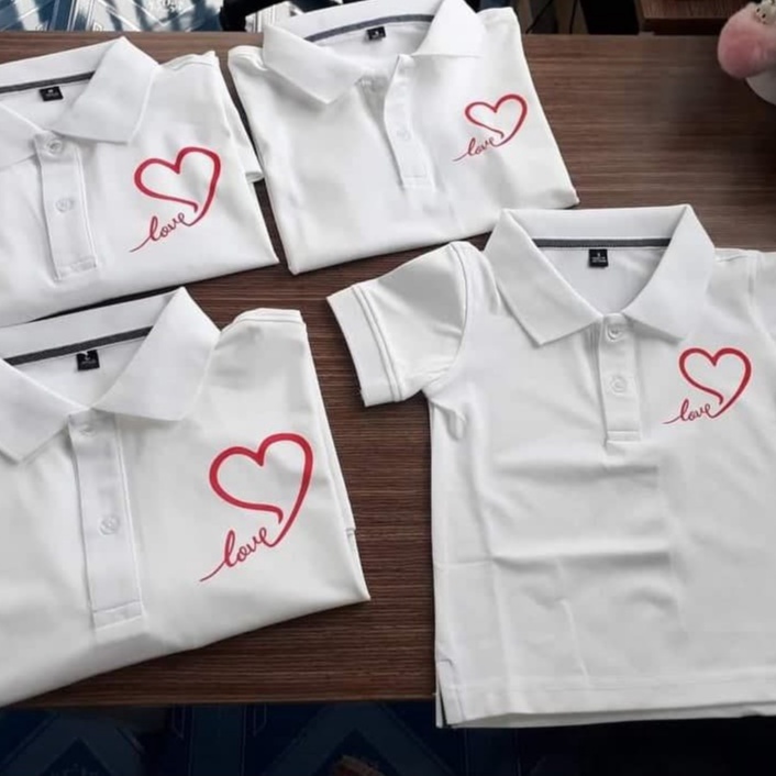 Áo thun polo viền đủ màu - in hình chữ Love