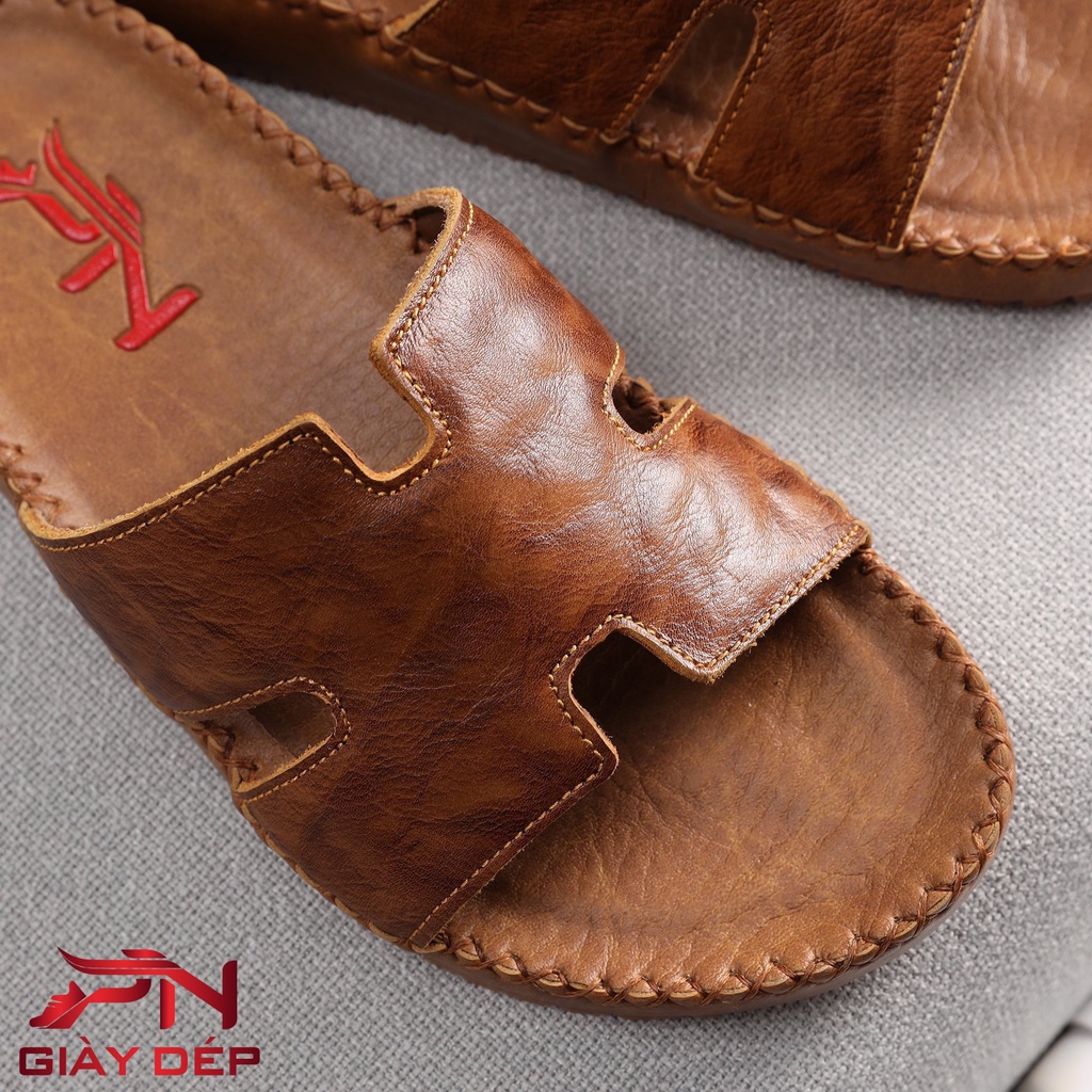 Dép nam  quai ngang - quai chữ H da bò cao cấp