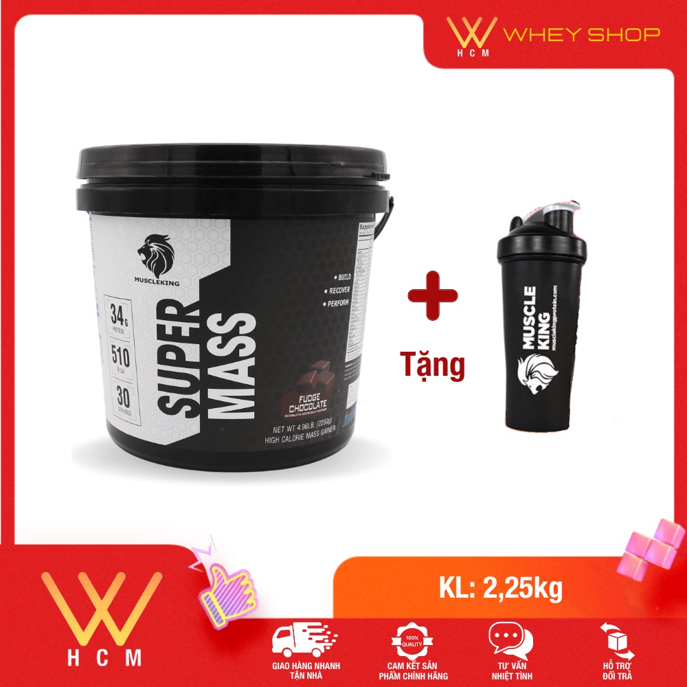 [Mã 273FMCG100K0 giảm 6% đơn 500K] Sữa Tăng Cân Tăng Cơ Super Mass Muscleking 2.25Kg