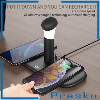 [PRASKU] LH5 5in1 Qi Dual Wireless Pad Charger with Night Light for  Pro iWatch