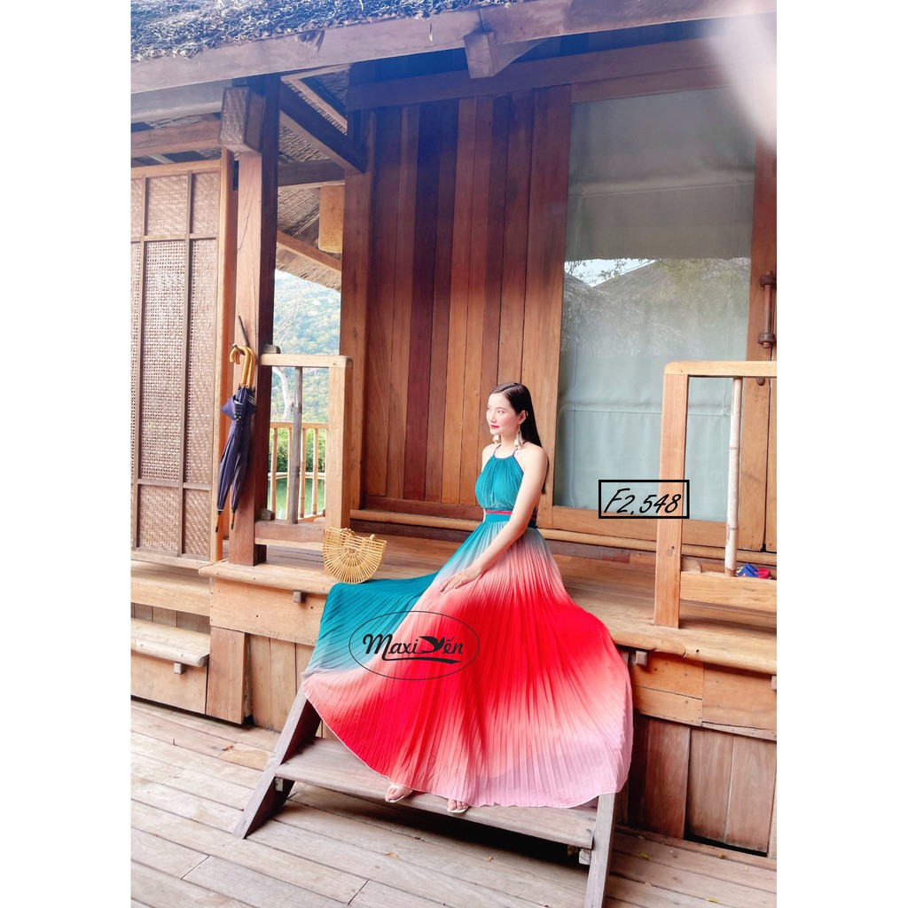 ĐẦM MAXI DẬP LY PHỐI MÀU