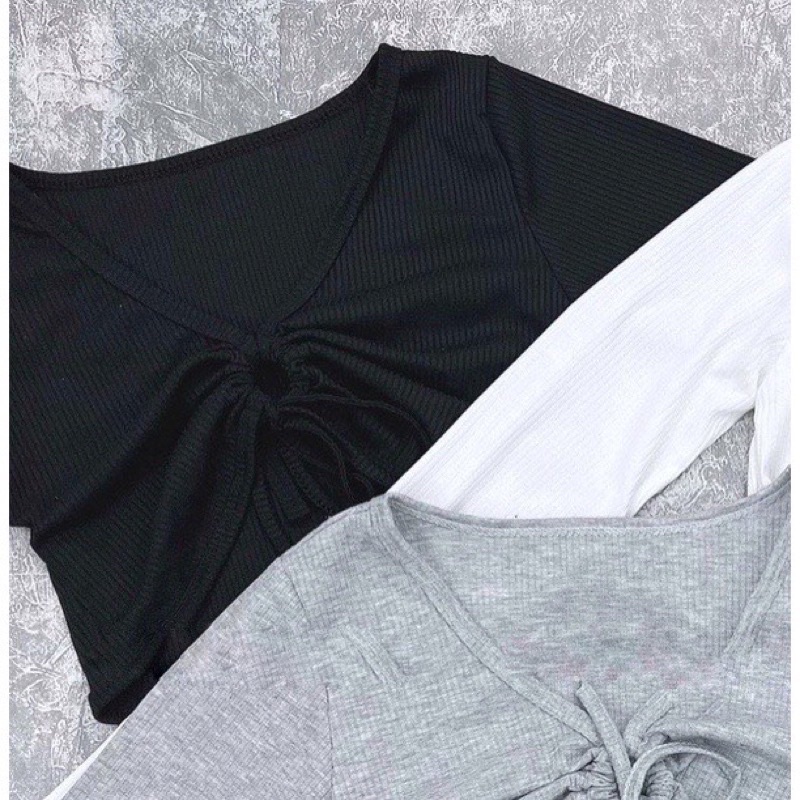 Áo tay loe gân rút dây LO1