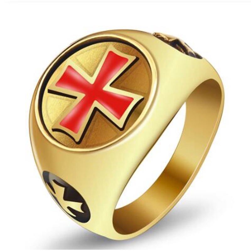 Black Cross Knight Templar Men Inox Crusade Nhẫn cưới Trang sức