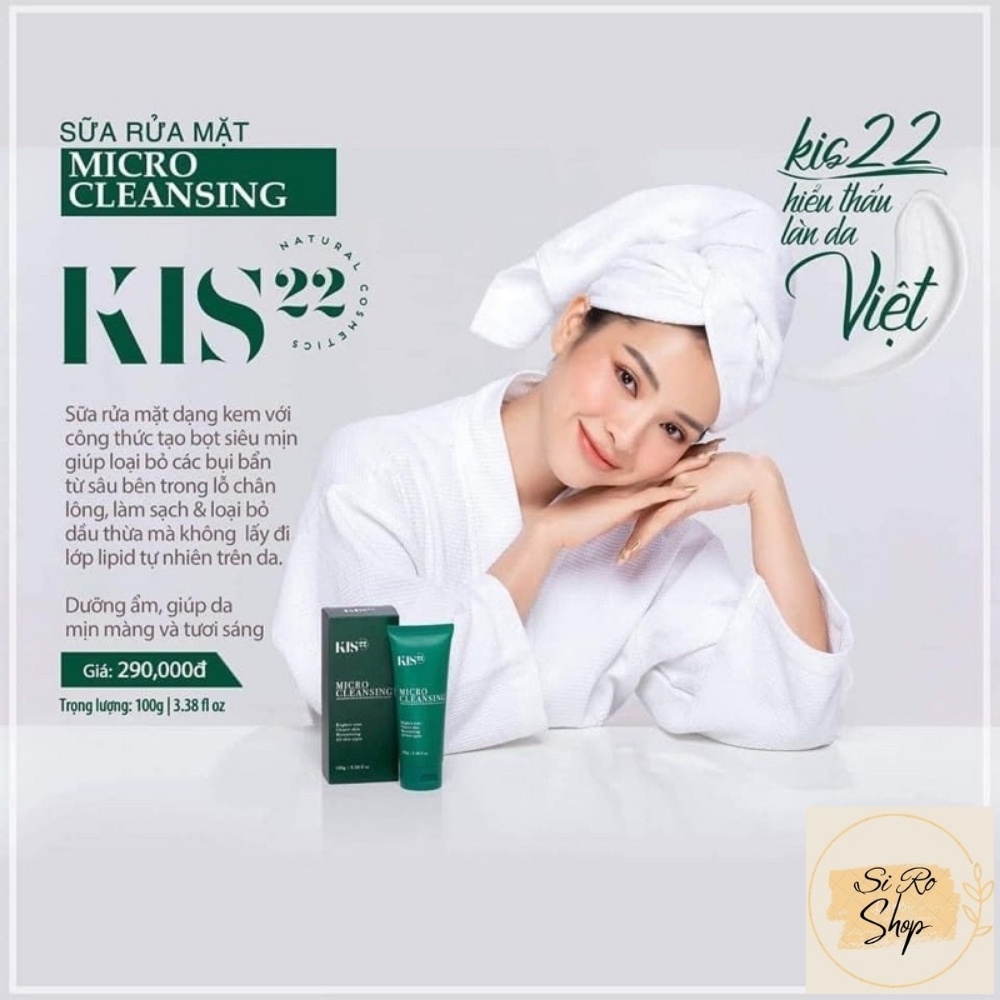 Sữa rửa mặt thảo mộc Micro Cleansing Kis22, Sữa rữa mặt dưỡng ẩm, ngừa mụn, an toàn cho da, chai 100ml – hàng MatxiCorp