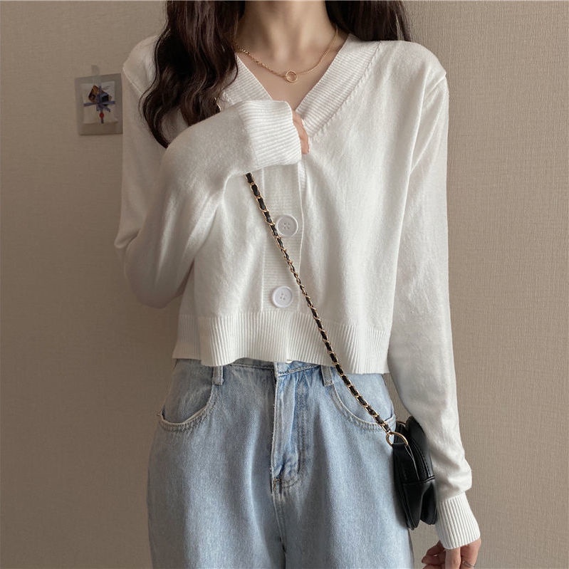 Áo Khoác Cardigan Dài Tay Cổ Chữ V Thiết Kế Mới Thời Trang Dành Cho Nữ