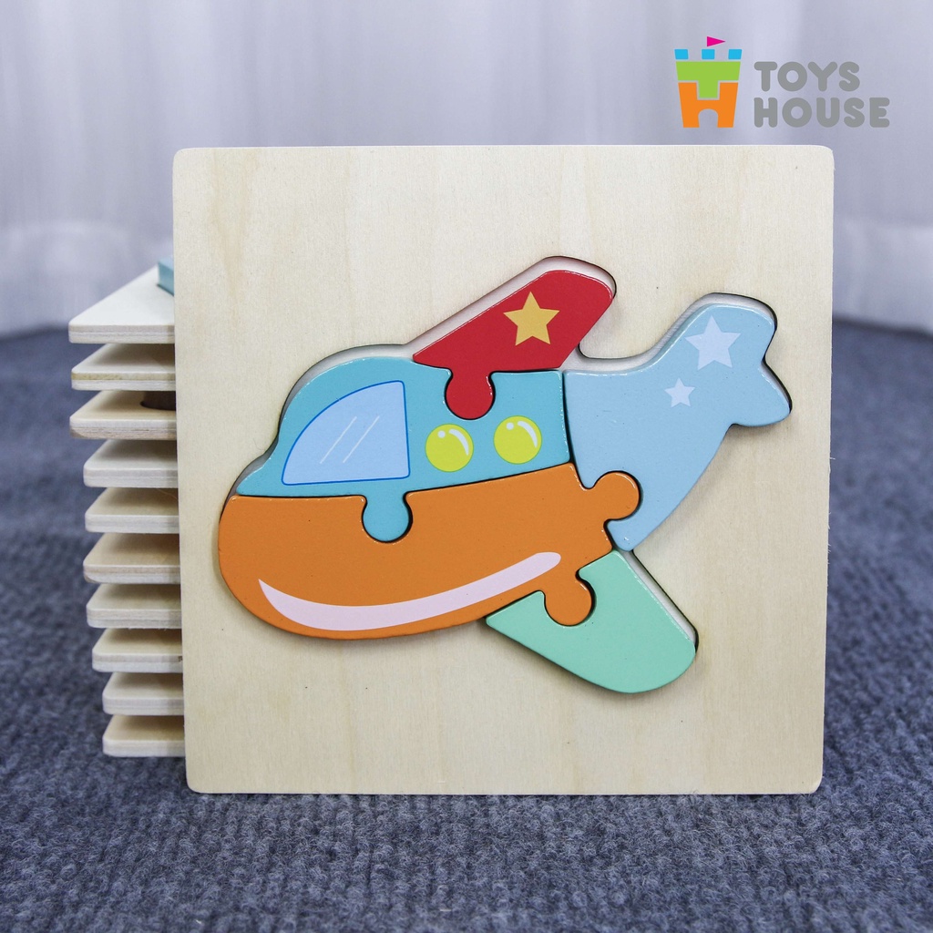 Đồ chơi ghép hình gỗ 3D thông minh Toyshouse mẫu máy bay