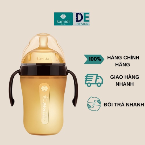 Bình sữa silicon Kamidi cho bé tập ti thiết kế mô phỏng đầu ti mẹ không chứa BPA 2 dung tích