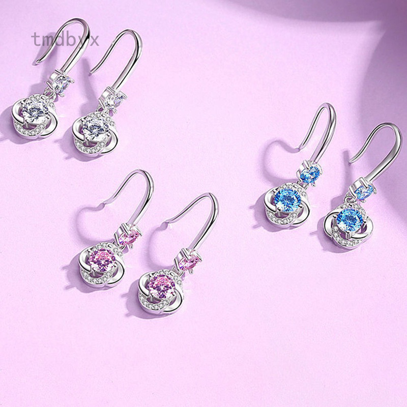 Tmdbyx Bông Tai Mạ Bạc 925 Đính Đá Thời Trang Cho Nữ