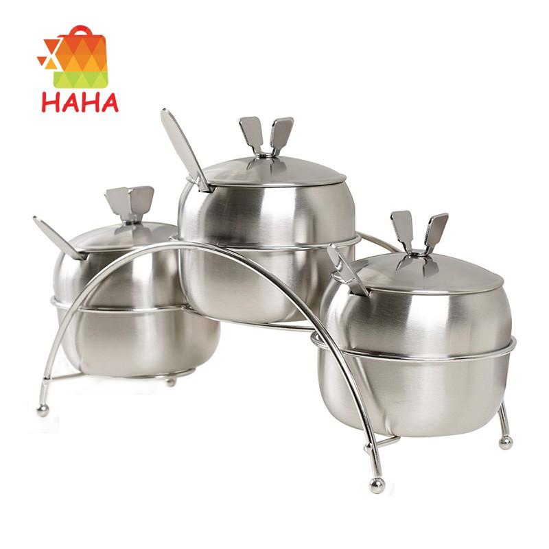 Set 7 Hộp Inox Đựng Gia Vị Hình Quả Táo