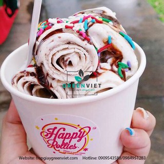 Tô giấy trắng trơn đựng kem 130ml/250ml kèm nắp bằng PET combo 200 cái