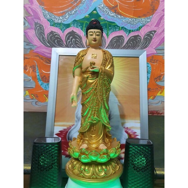 Tượng A Di Đà đứng cao 40cm sơn vàng chất lượng - LHADD40
