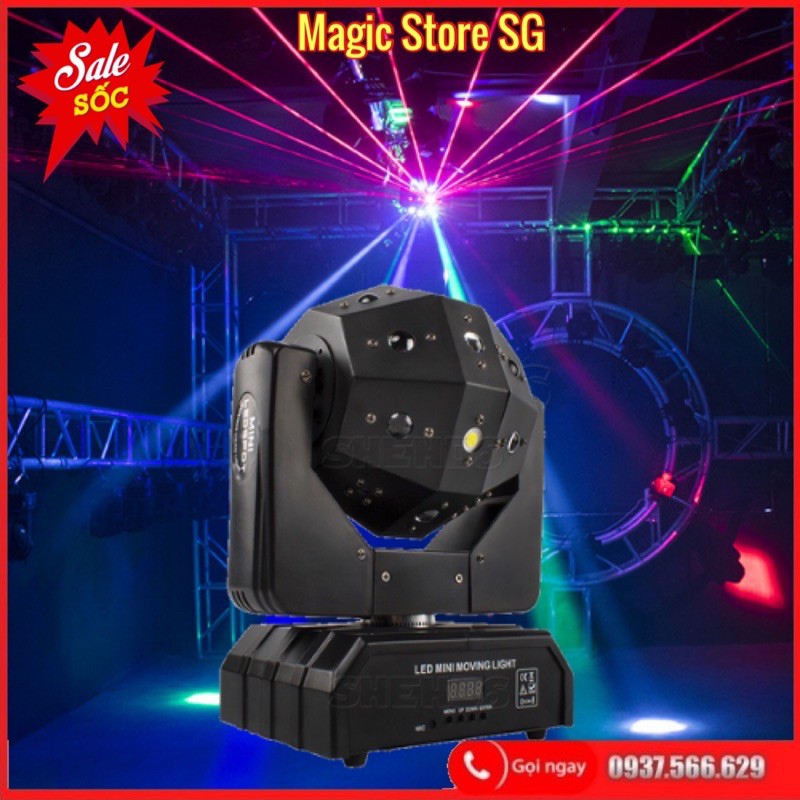 Đèn Moving 16 Mắt Laser 3in1 Dùng Cho Sân Khấu, Karaoke - Magic Store SG