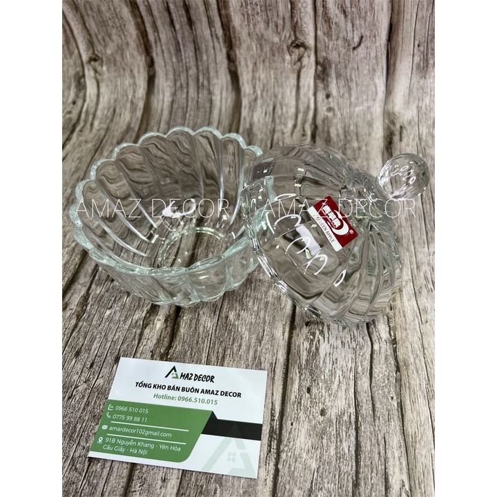 SALE NHẤT NĂM Thố hũ thủy tinh đựng mứt có nắp hạt dưa hình quả bí ngô dày dặn chất lượng cao