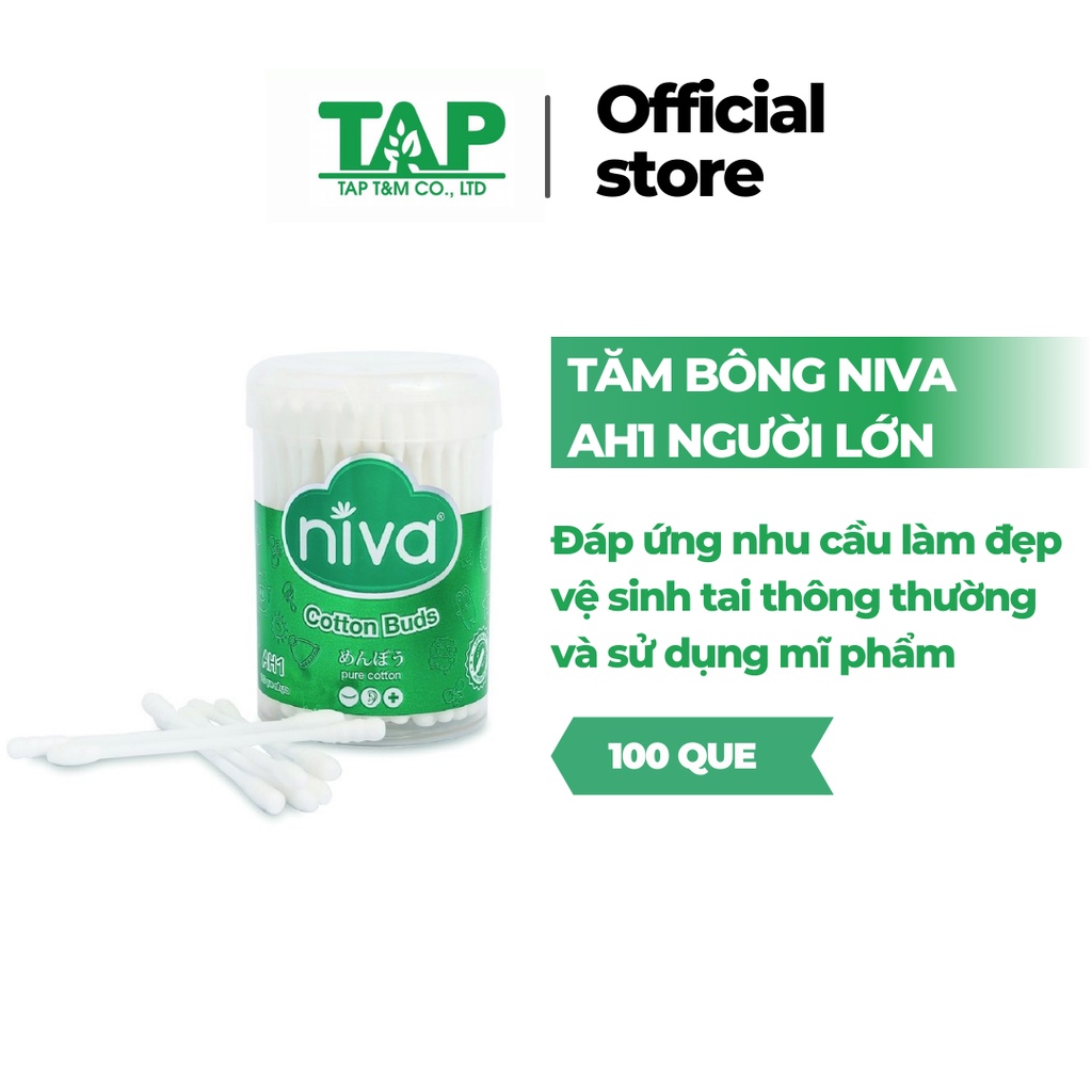 Tăm Bông Niva  AH1 Người Lớn 100 Que/Hộp