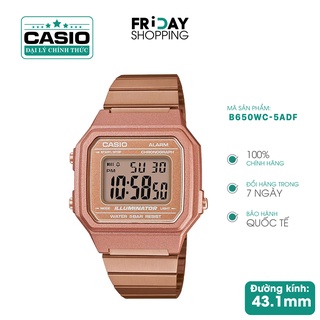Đồng hồ điện tử Casio nữ đeo tay dây kim loại mặt vuông chống nước B650WC-5ADF chính hãng Fridayshopping