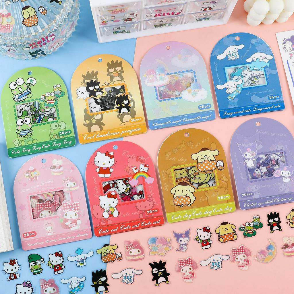 Bộ 24 Ngôi Sao Nhỏ Sanrio BadBadtz-Zu LittleTwinStars Mymelody Kuromi Cinnamoroll Pompompurin Pochacco Sticekrs