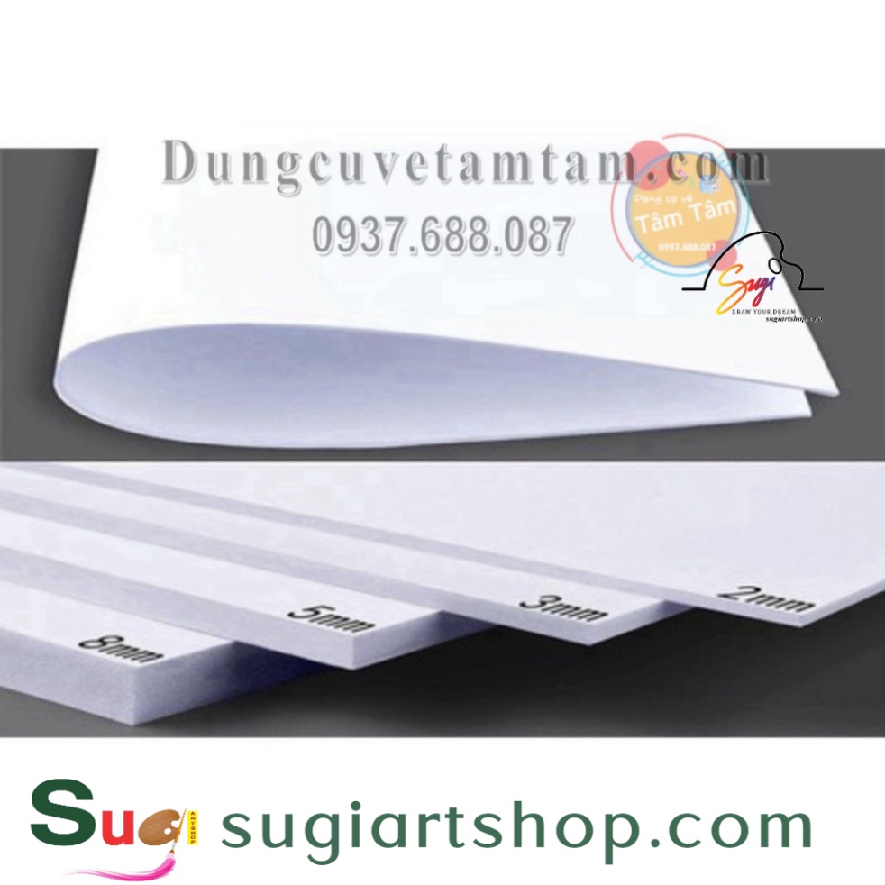 Tấm Fomex làm Mô Hình , Foam, dày 2mm/3mm/5mm/8mm-Size A4/A3-Mô Hình