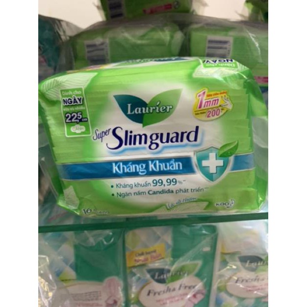 Băng vệ sinh cao cấp Laurier shuper slimguard kháng khuẩn 22,5cm ( có cánh ) 16 miếng