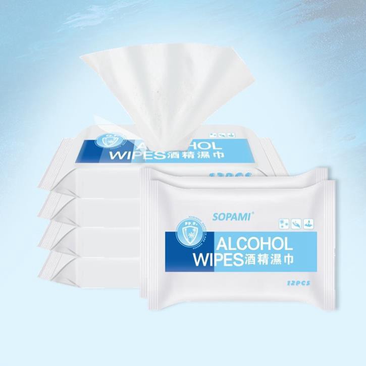 Bịch Khăn giấy ướt có cồn alcohol wipes diệt kháng khuẩn đa năng lau bếp