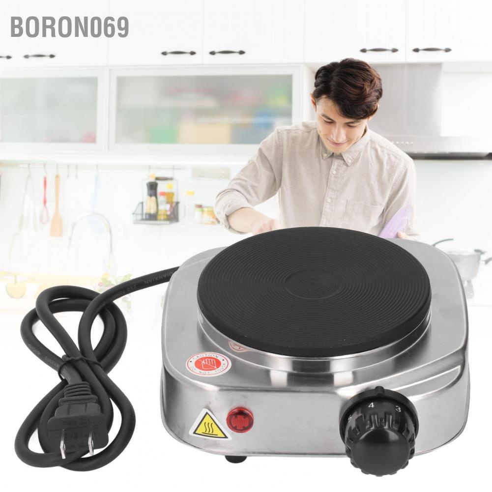Boron069 Lò sưởi nấu ăn Bếp nhỏ di động bằng thép không gỉ Hệ thống dễ dàng vệ sinh Đĩa nóng điện 500W 110V phích cắm của Mỹ