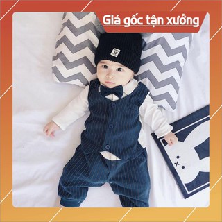 [Hàng siêu chất] Body suit giả vest công tử soái ca cổ nơ cho bé mặc đầy tháng thôi nôi diện Tết