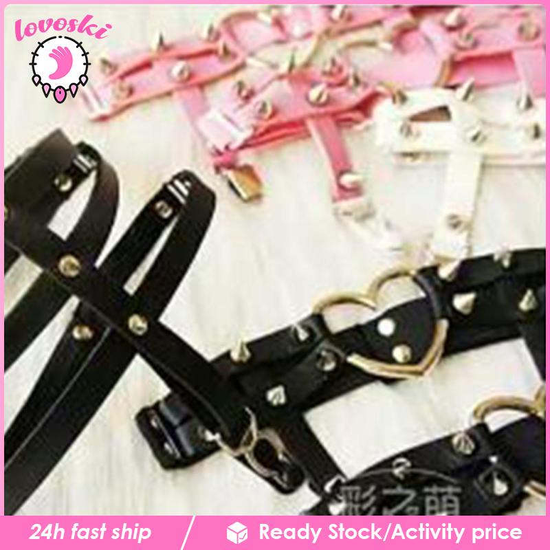 Set 5 vòng khoen hình trái tim màu bạc dùng làm thắt lưng/nịt bít tất/vòng chân/vòng cổ choker thủ công