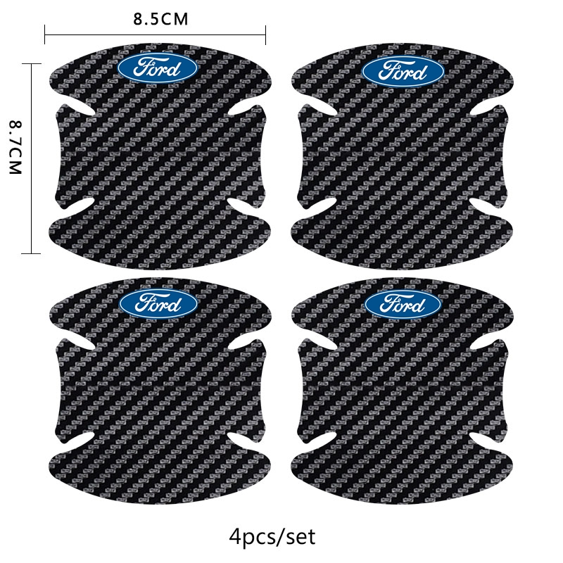 Set 4/ 8 miếng dán sợi carbon bảo vệ cho tay cầm xe ô tô Ford Focus Ranger Ecosport Fiesta Everest