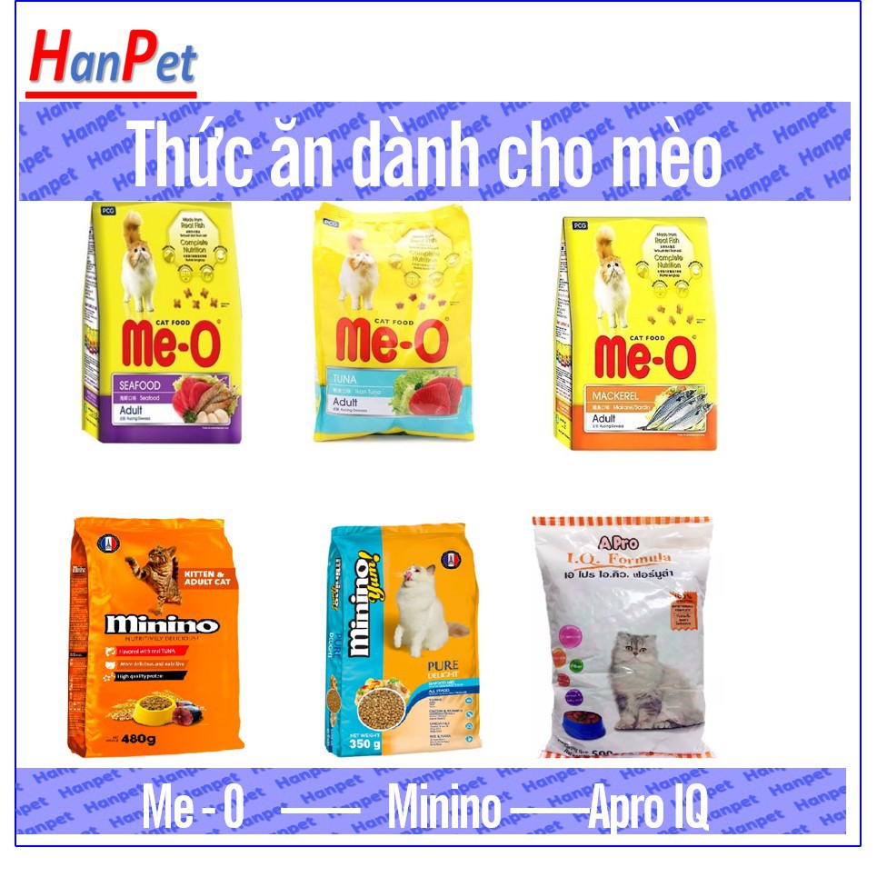 Hanpet.GV- Thức ăn dạng hạt cho mèo (8 loại) Minino- Me- O Apro IQ Catsrang Cat Eye thức ăn khô cho mèo mọi lứa tuổi