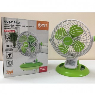 Quạt sạc tích điện Comet CRF0206 3W (Xanh lá)