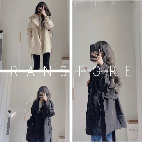 Áo măng tô kaki phom rộng bigsize/ Áo khoác nam nữ hai màu tặng kèm dây đai trẻ trung cá tính_ranstore