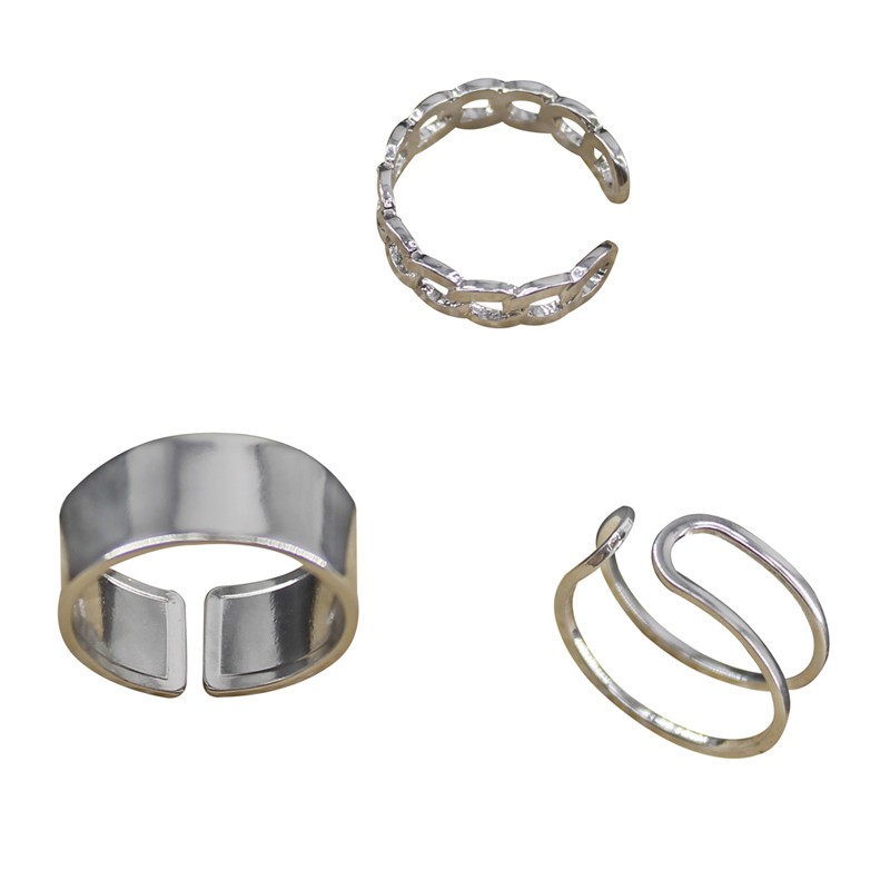 Set nhẫn nữ bằng kim loại thiết kế đơn giản thời trang