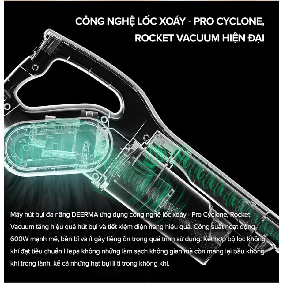 Máy hút bụi cầm tay 2 trong 1  Deerma DX700 DX700S