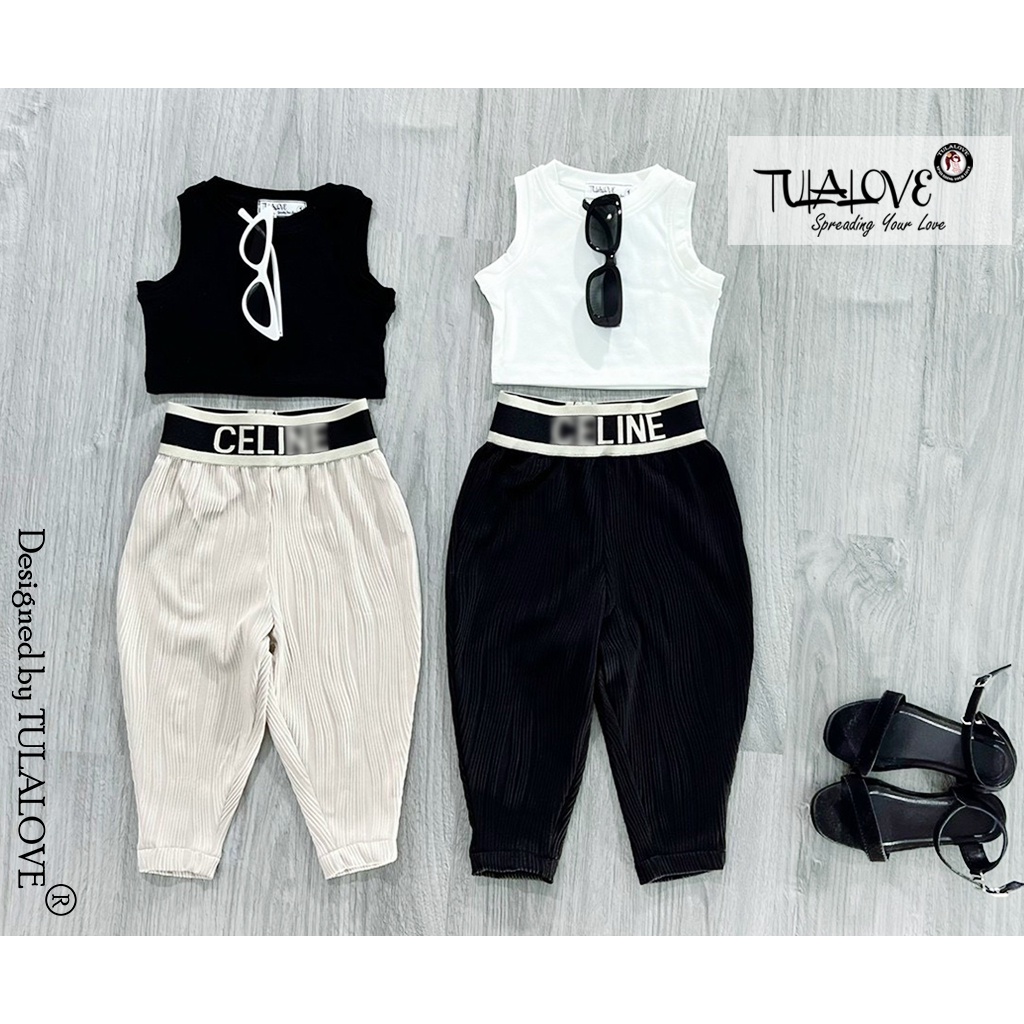 Quần Dài Cho Bé Gái Dáng Baggy, Áo Croptop Cho Bé Gái Tulalove