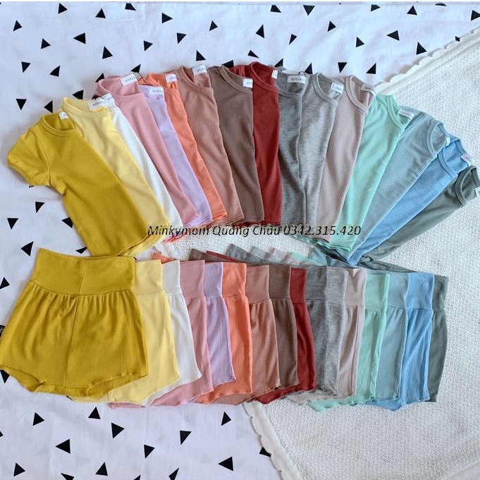 [Màu 9-16] Bộ Cộc Tay Thun Tăm MINKY MOM QUẢNG CHÂU Nằm Điều Hòa
