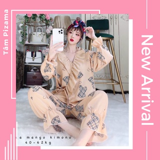 Đồ Bộ Pijama Kimono Tay Dài Quần Dài Kiểu Dáng Dễ Thương ( ẢNH THẬT )