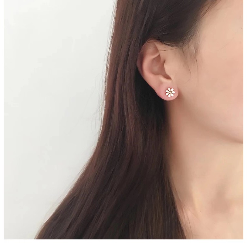 Bộ Khuyên Tai/Vòng Cổ/Vòng Tay/Vòng Cổ Hoa Cúc Bằng Thép Titan Mạ Vàng Hồng 18K Không Gỉ Không Dị Ứng Phiên Bản Nhật Hàn Siêu Đơn Giản