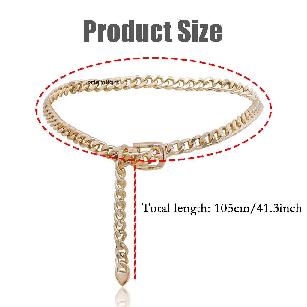 (brightlight) 1 PC Women's Chain Belt Metal Waist Chain Dress Belts Metal Belt Adjustable [HOT SALE]