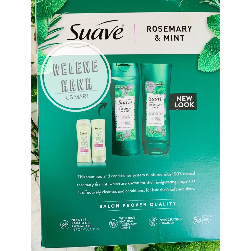 [Bill US] Set Dầu Gội - Xả Suave Professionals Rosemary + Mint (532ml)