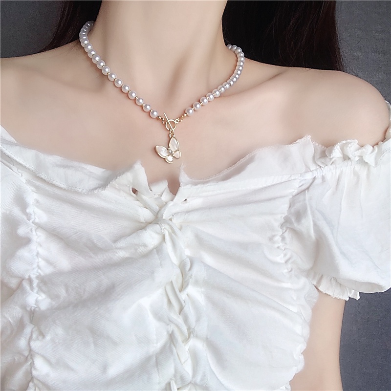 Dây chuyền mặt bướm đính ngọc trai sang trọng
