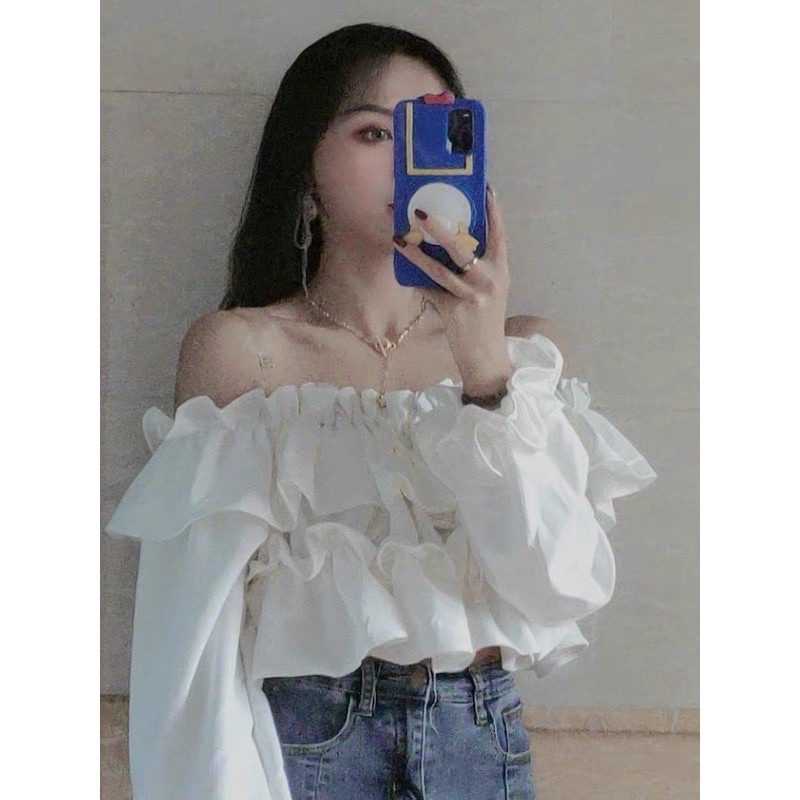 [Áo chất lượng loại 1]ÁO TRỄ VAI HAI TẦNG MICHI HÀN QUỐC ÁO CROPTOP TRỄ VAI BỒNG BỀNH QUYẾN RŨ