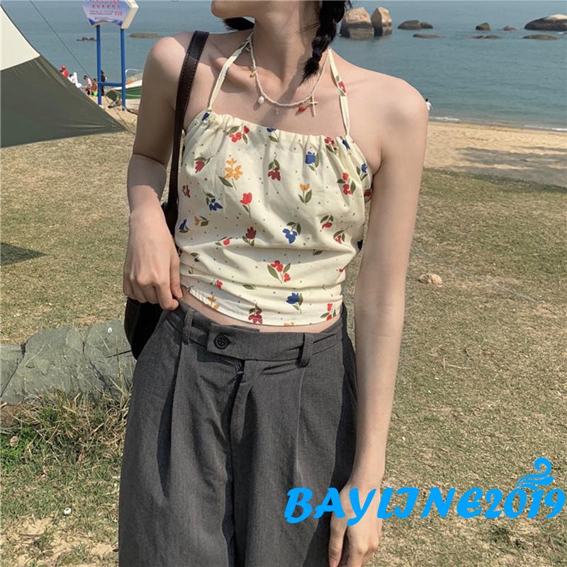 Áo Lửng Hai Dây Họa Tiết Hoa Quyến Rũ Dành Cho Nữ | BigBuy360 - bigbuy360.vn