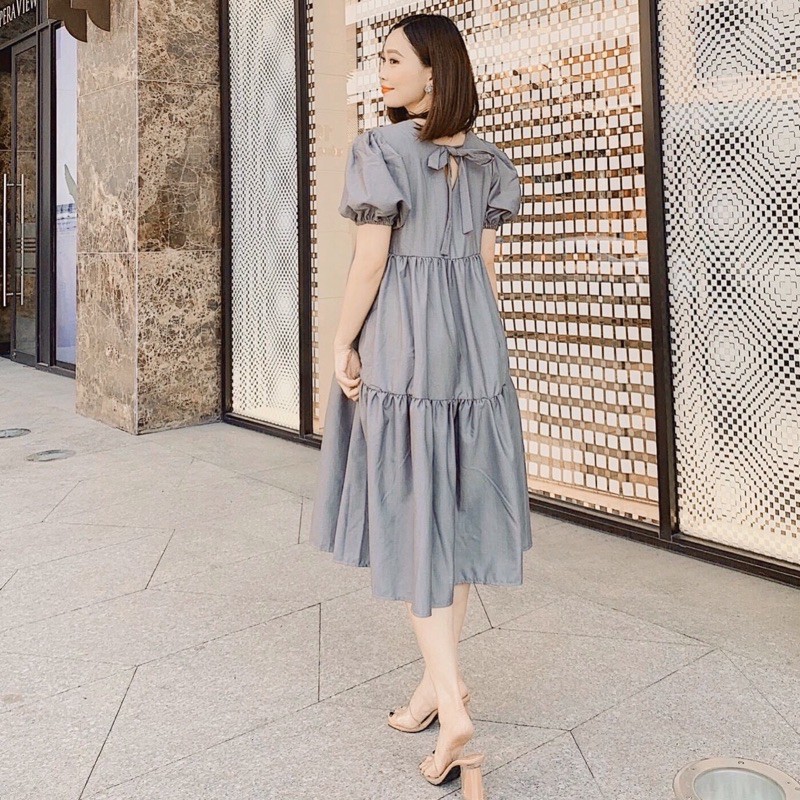 Đầm váy suông tầng nơ sau 3 màu