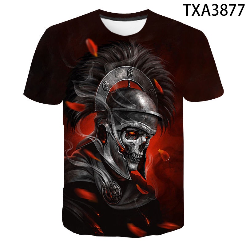 Áo Thun Tay Ngắn In Hình Đầu Lâu 3D Thời Trang Mùa Hè 2022 XS-3XL