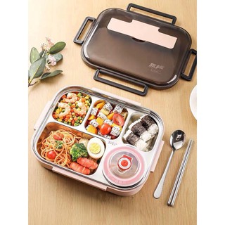 Hộp Cơm 5 Ngăn Inox 304 Tiện Dụng Kèm Tô Đựng Canh Có Nắp Hút Chân Không