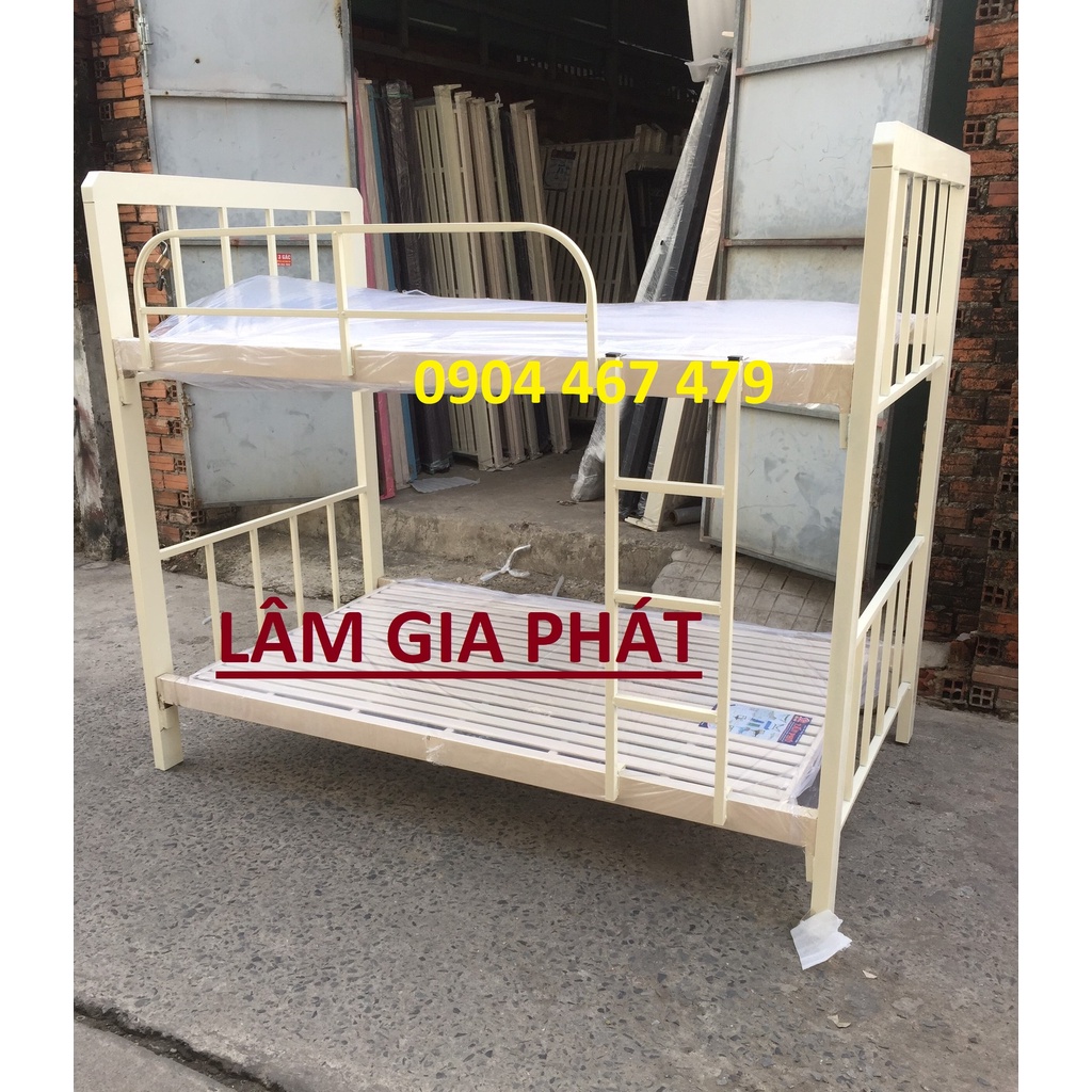 Giường tầng trên 1m2 dưới 1m2 sắt hộp chân cao 30 cm