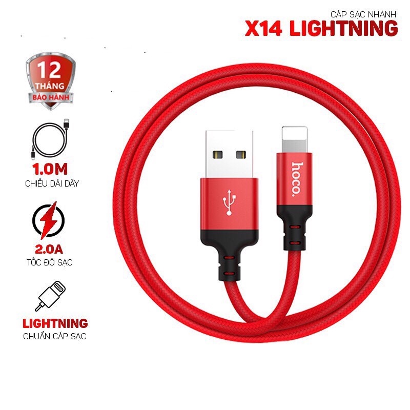 Dây cáp sạc Hoco X14 Lightning, type, phone - Hàng chính hãng