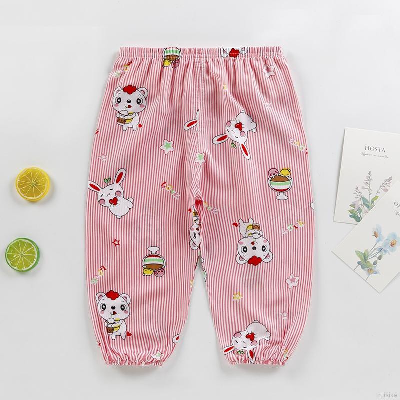 ruiaike  Summer Children Cartoon Anti-mosquito Pants Kids Breathable Air-conditioning Pants Elastic Long Trousers