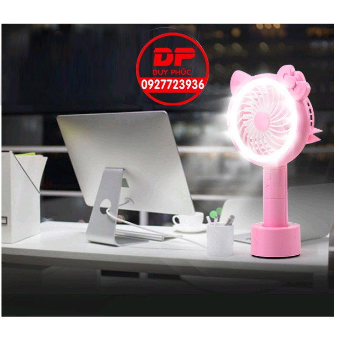 QUẠT SẠC MINI (LOẠI TỐT) KÈM ĐÈN LED CẦM TAY – ĐỂ BÀN  - KITTY  DOREMON (LOẠI TỐT) | BigBuy360 - bigbuy360.vn