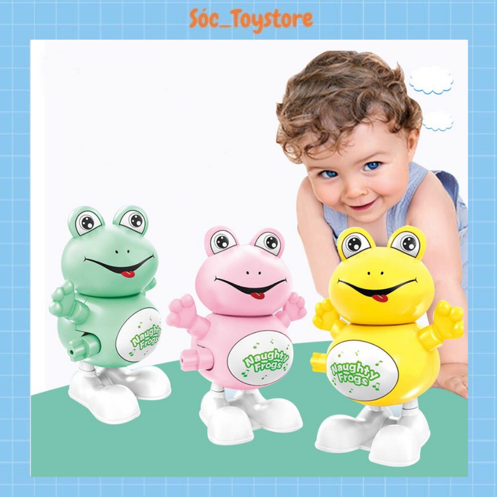 Đồ Chơi Cho Bé💗FREESHIP💗 Đồ Chơi Trẻ Em Ếch Con Chạy Cót Nhún Nhảy , Đầu Có Thể Xoay 360 Độ, Kích Thích Vận Động Cho Bé