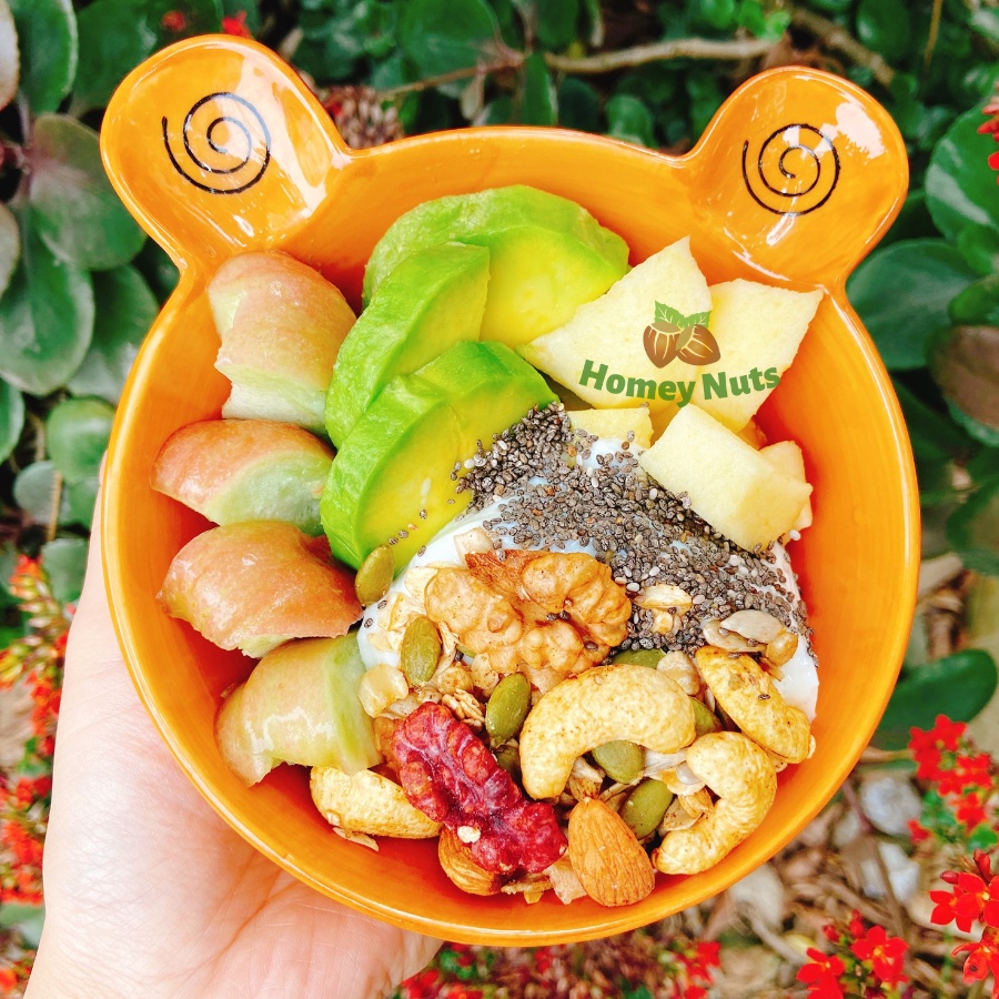 Ngũ cốc nguyên hạt, Granola Mix Nuts có yến mạch không đường, eat clean, healthy, mix hạt dinh dưỡng bà bầu Homey Nuts